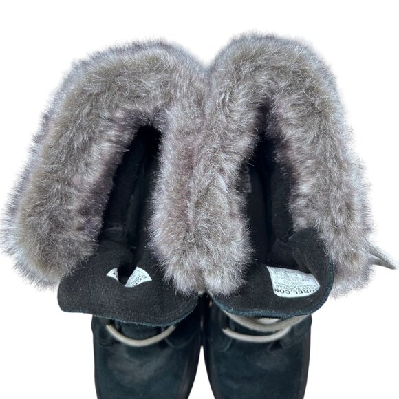 Sorel Explorer Joan Black Suede Womens 8 Waterproof Faux Fur Trimmed Boots - Picture 4 of 13